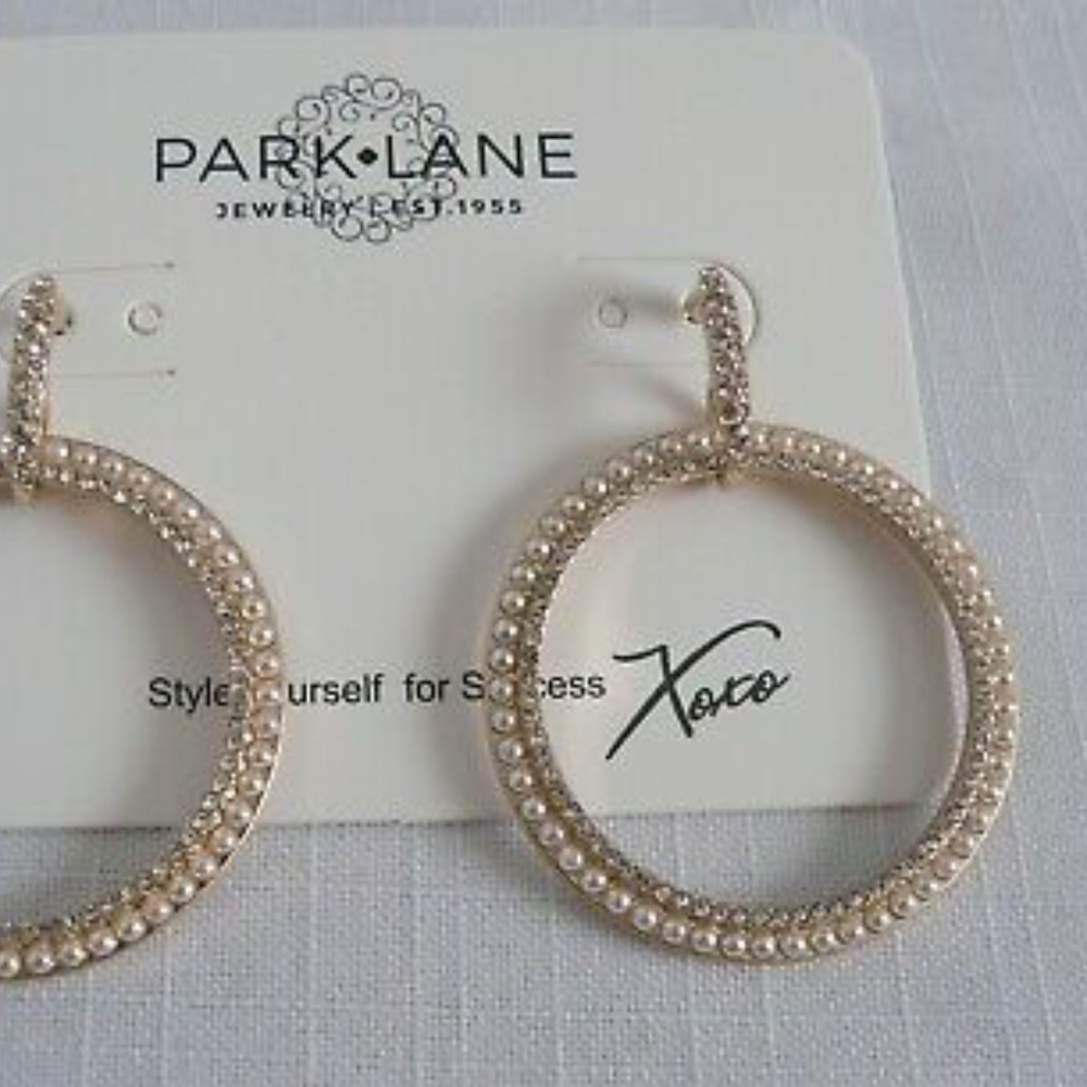 Park Lane gold diamond & pearl earrings